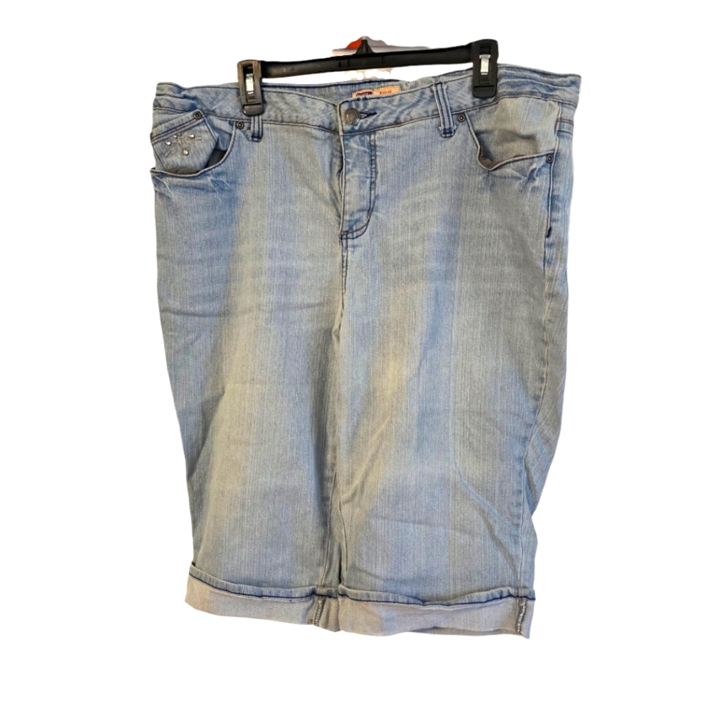 Faded Glory Light Blue Denim Stretch Capris Plus Size 20W Y2K